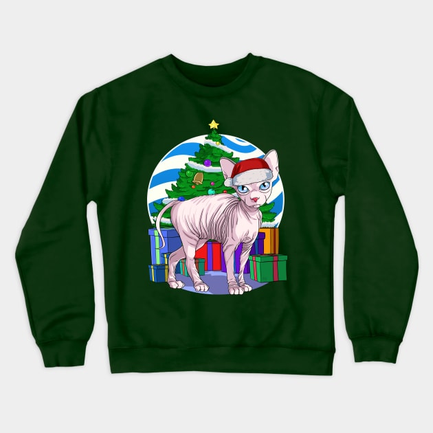 Sphynx Cat Santa Christmas Gift Crewneck Sweatshirt by Noseking